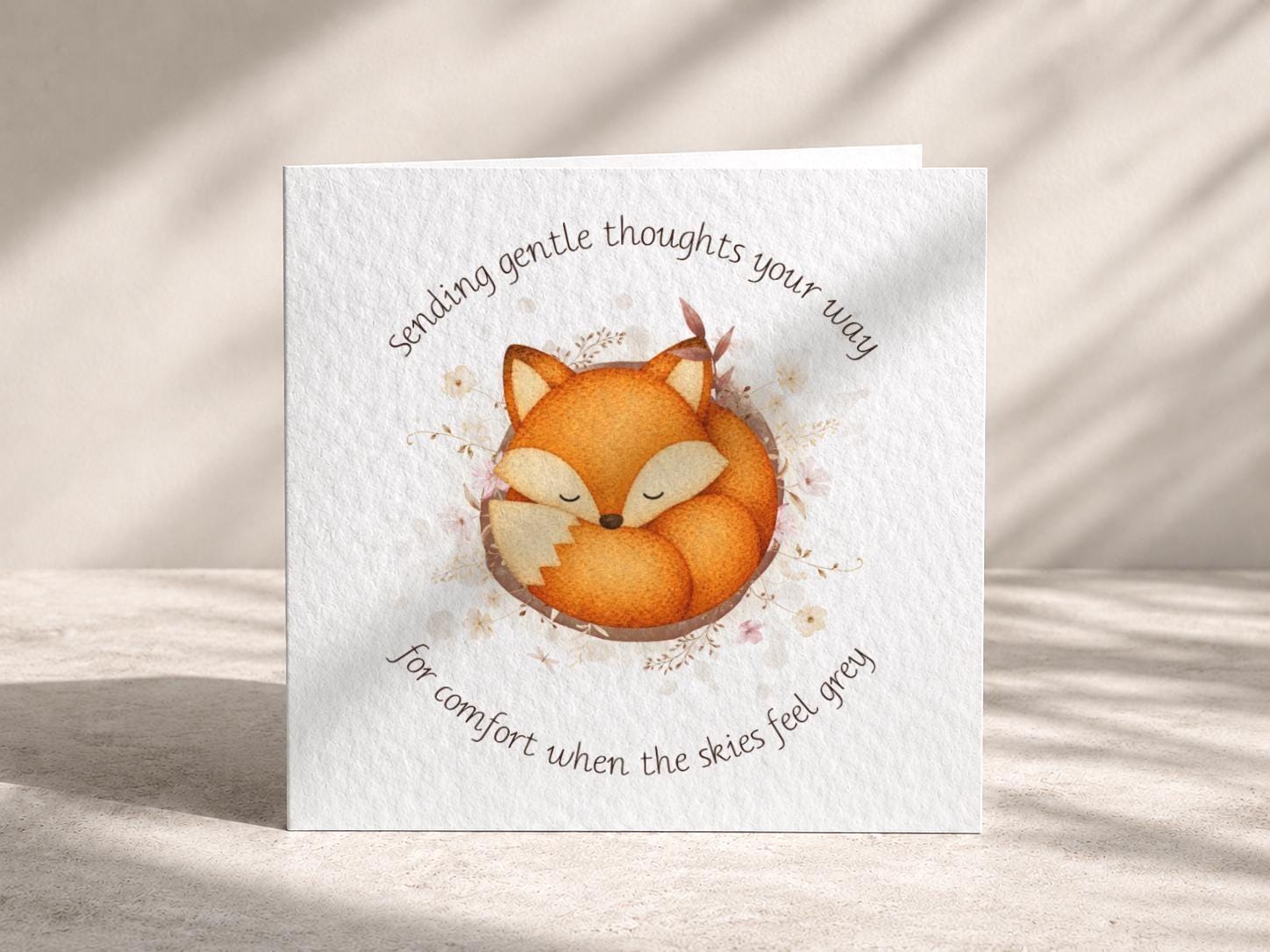 Fox Sympathy Card for Loss, Thinking of You, Woodland Condolence