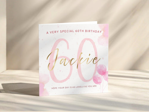 60th Birthday Card Personalised For Mum Nan Sister Friend With Custom Name Gold Foil