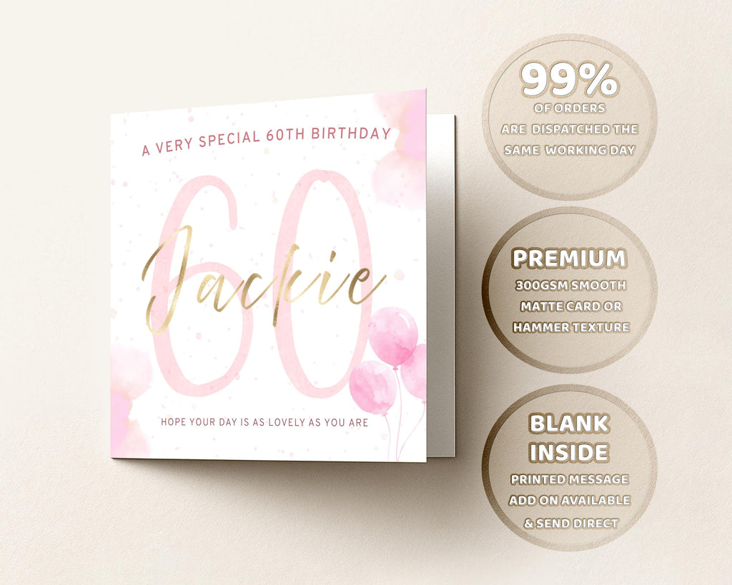 60th Birthday Card Personalised For Mum Nan Sister Friend With Custom Name Gold Foil