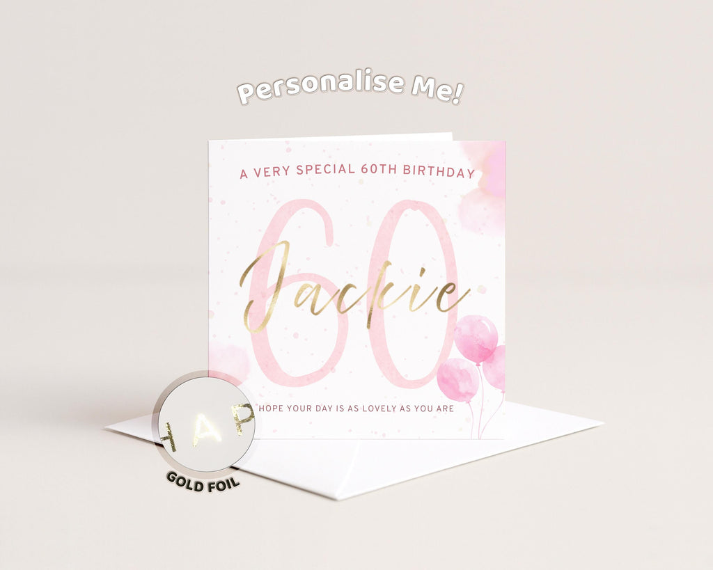 60th Birthday Card Personalised For Mum Nan Sister Friend With Custom Name Gold Foil