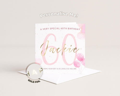 60th Birthday Card Personalised For Mum Nan Sister Friend With Custom Name Gold Foil