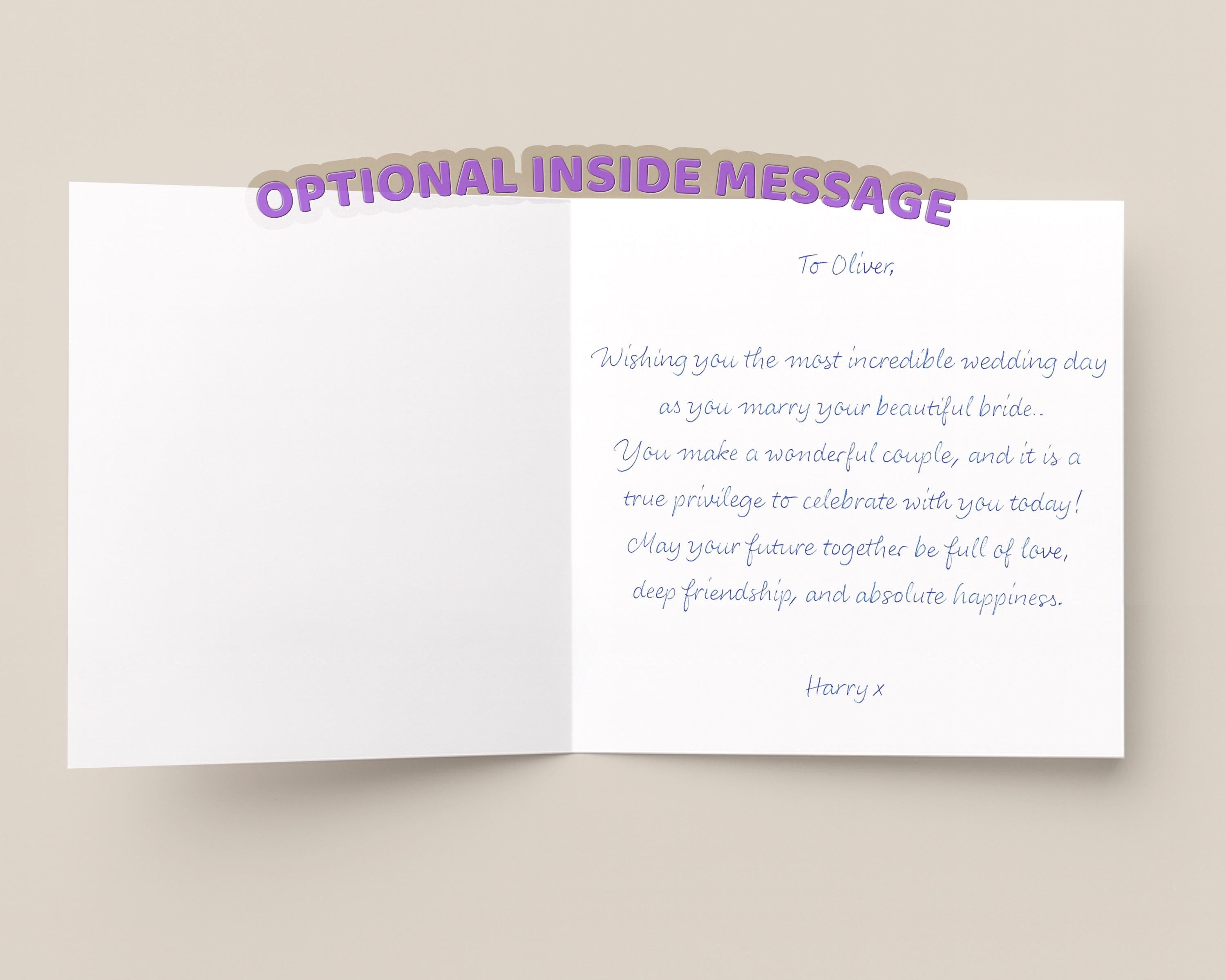 Wedding Card Set for Son, Daughter, In-Laws, From Parents (Gold Foil)  Two Personalised Cards