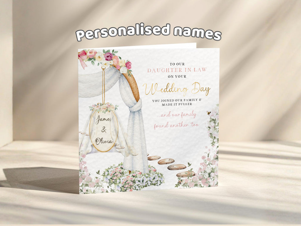 Wedding Card Set for Son, Daughter, In-Laws, From Parents (Gold Foil)  Two Personalised Cards