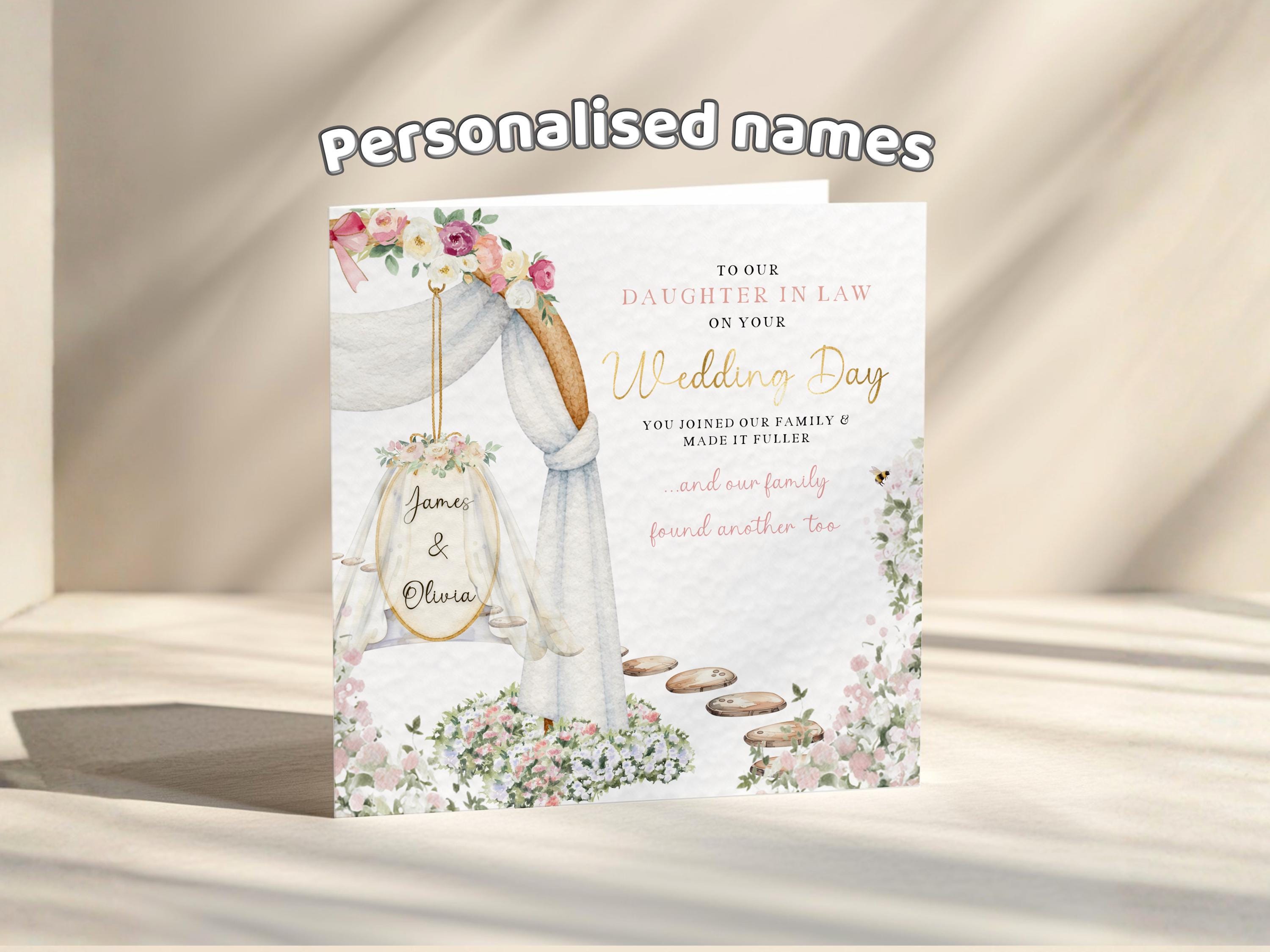 Wedding Card Set for Son, Daughter, In-Laws, From Parents (Gold Foil)  Two Personalised Cards