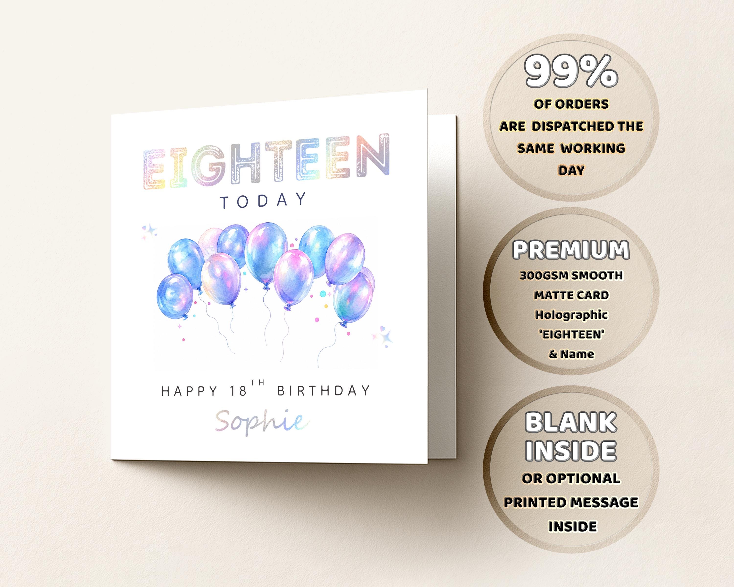 18th Birthday Card Personalised Holographic Foil Eighteen Today Daughter Granddaughter Niece Sister
