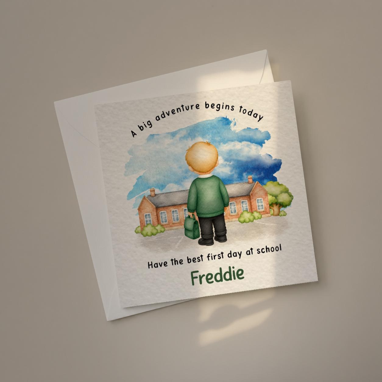Personalised First Day at School Card for Boys, Good Luck new School Starter, 2026