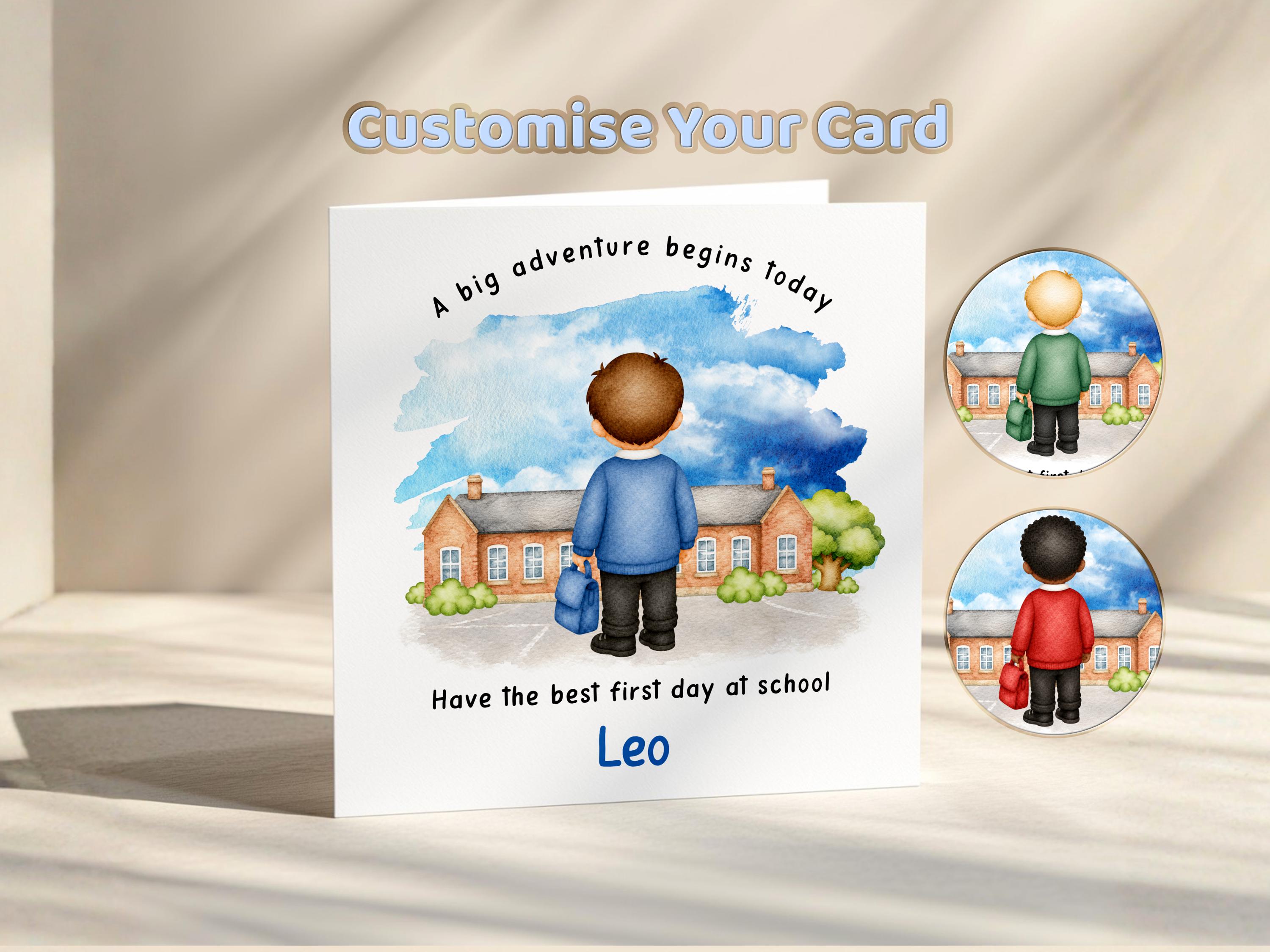 Personalised First Day at School Card for Boys, Good Luck new School Starter, 2026
