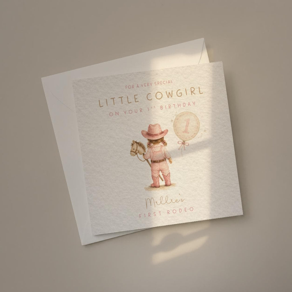 1st Birthday Card Personalised First Rodeo For Baby Boy or Baby Girl, Son, Daughter