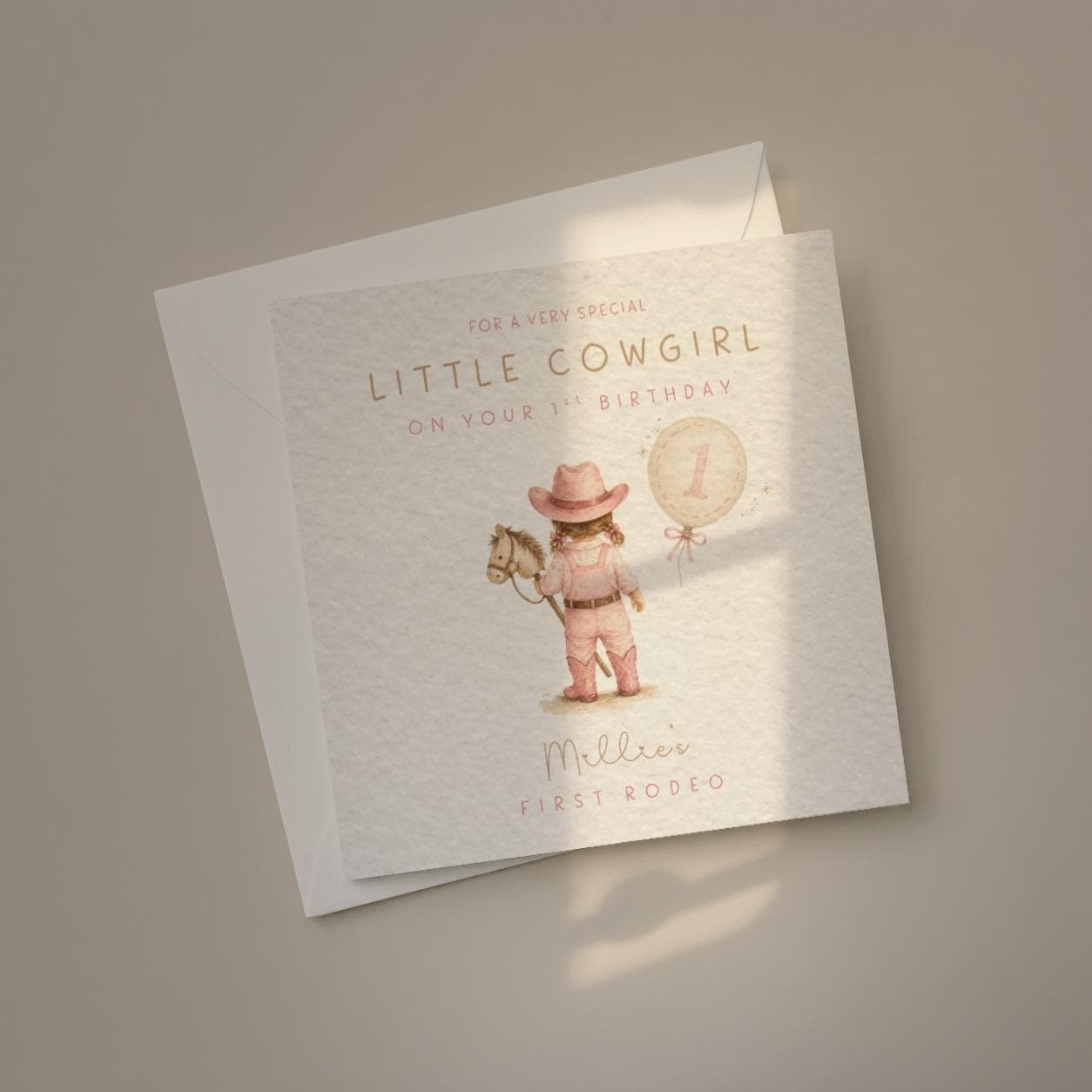 1st Birthday Card Personalised First Rodeo For Baby Boy or Baby Girl, Son, Daughter