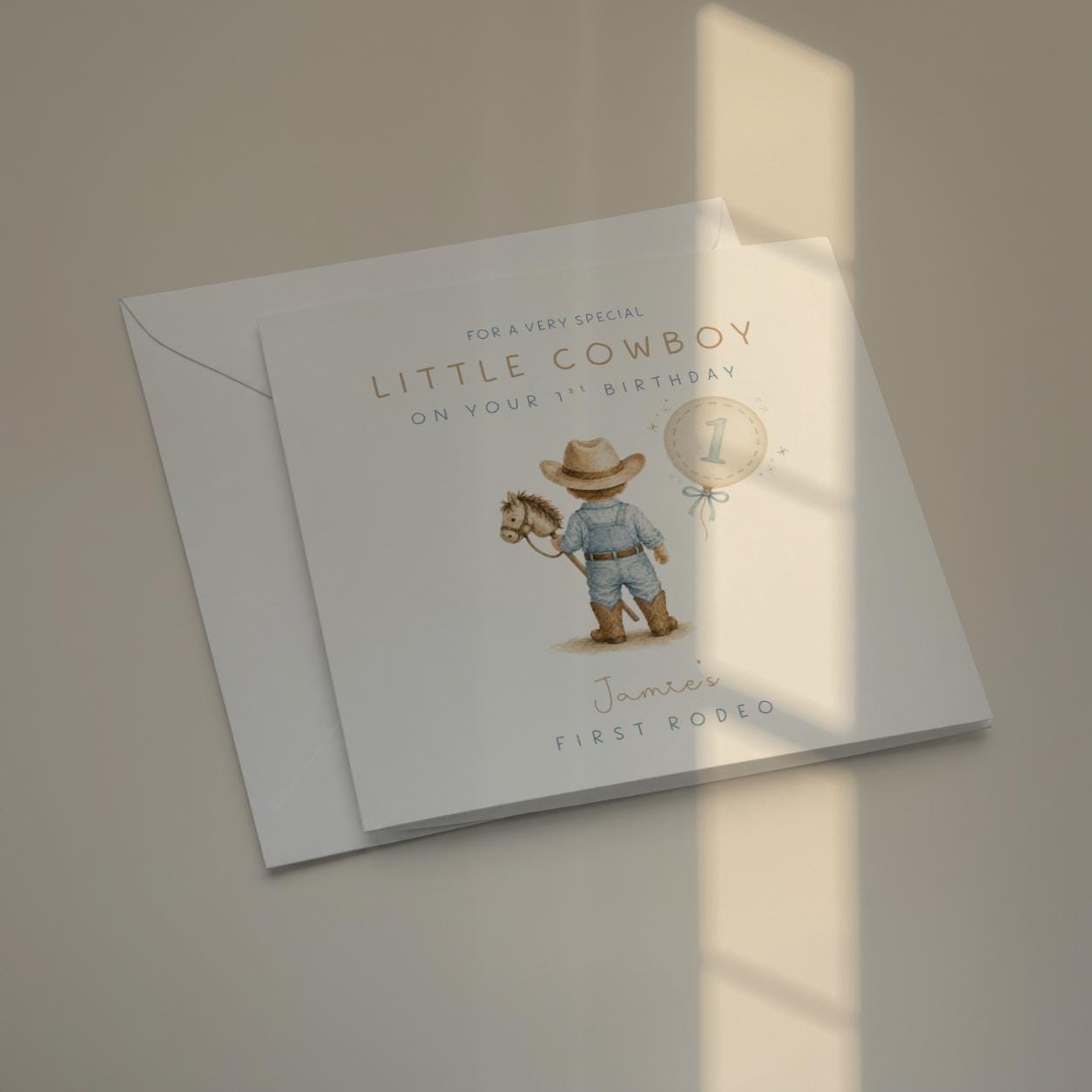 1st Birthday Card Personalised First Rodeo For Baby Boy or Baby Girl, Son, Daughter