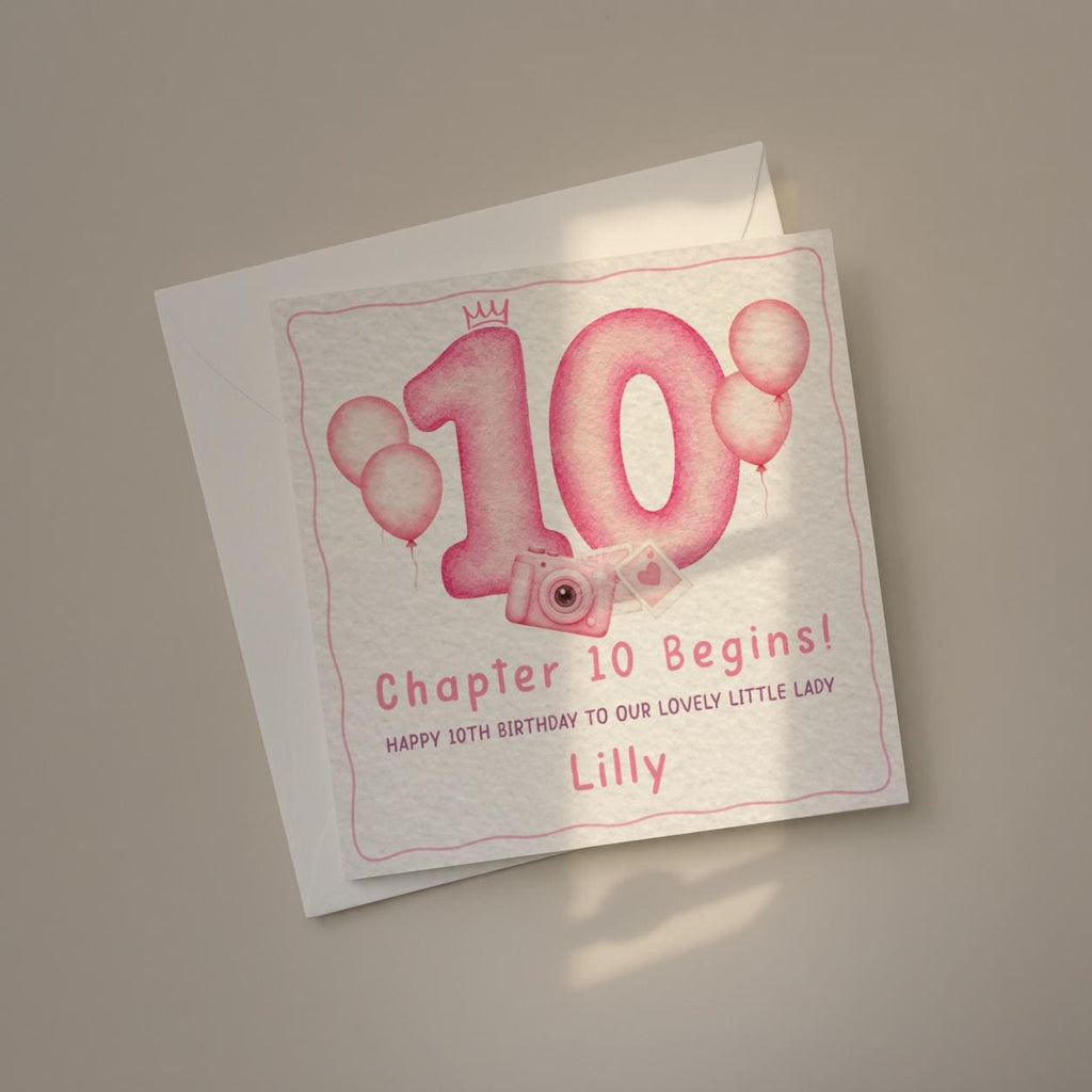 Personalised 10th Birthday Card for Girl, Daughter Turning Ten, Chapter 10