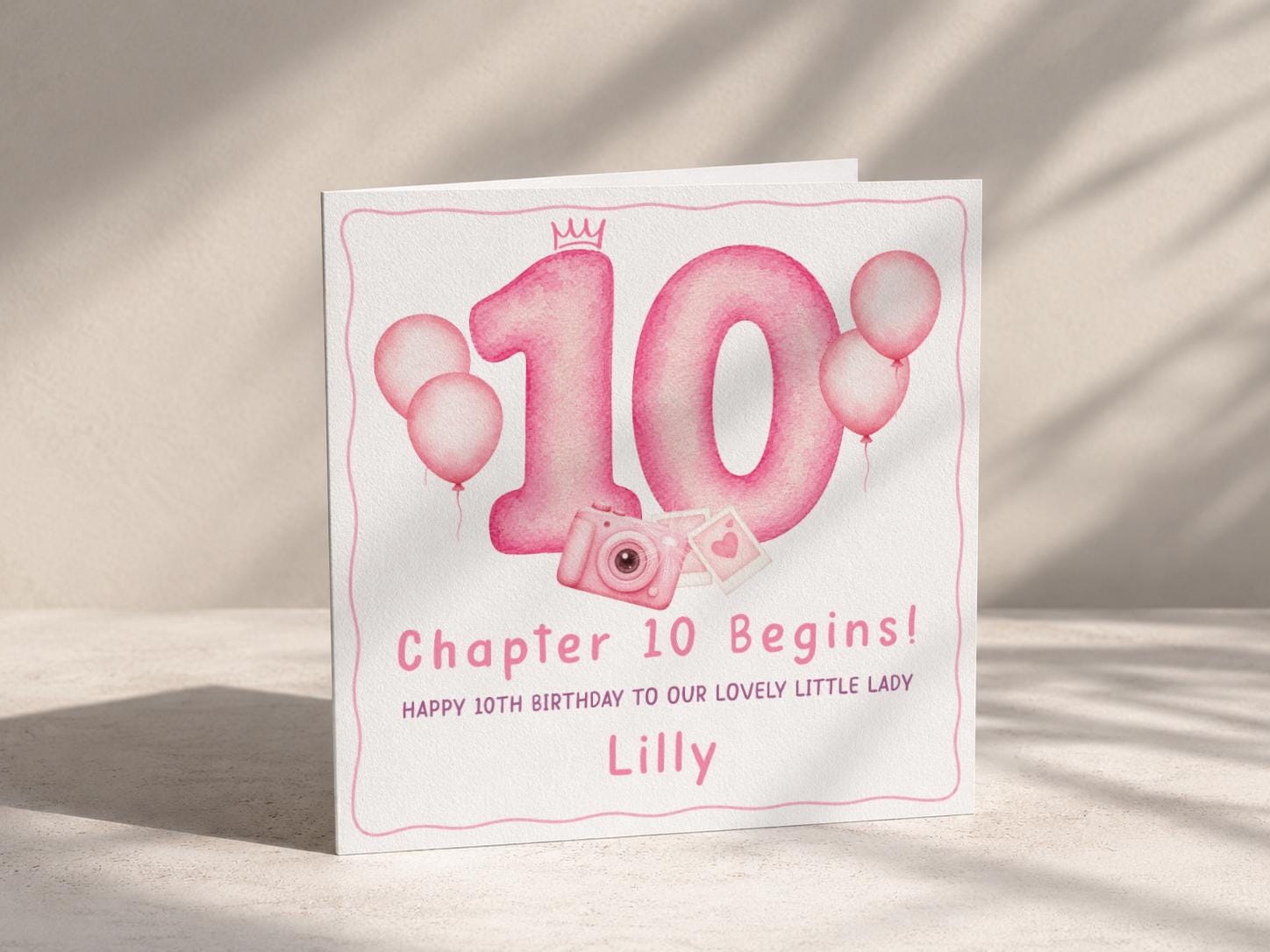 Personalised 10th Birthday Card for Girl, Daughter Turning Ten, Chapter 10