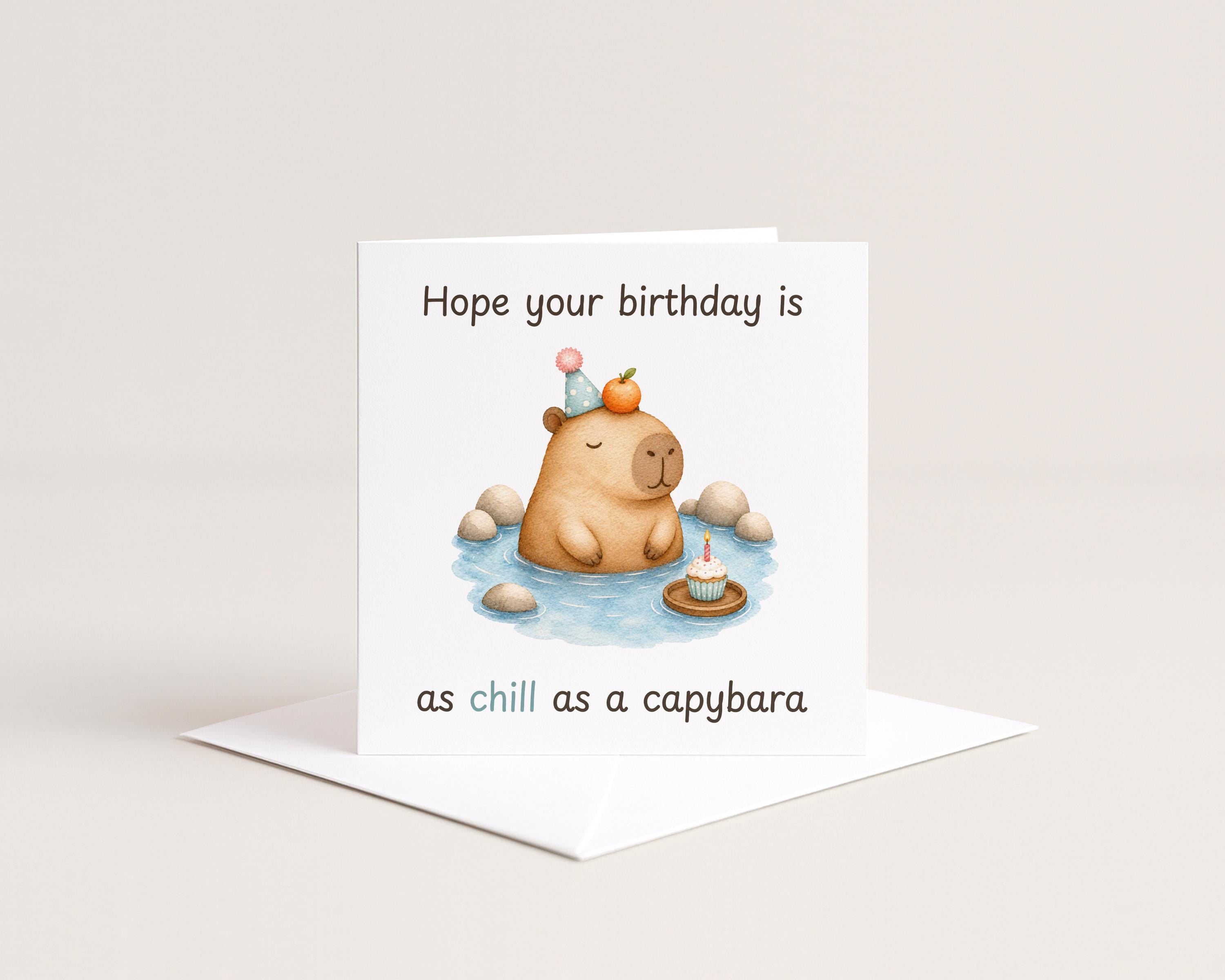 Capybara Birthday Card for Animal Lovers, Funny Greeting