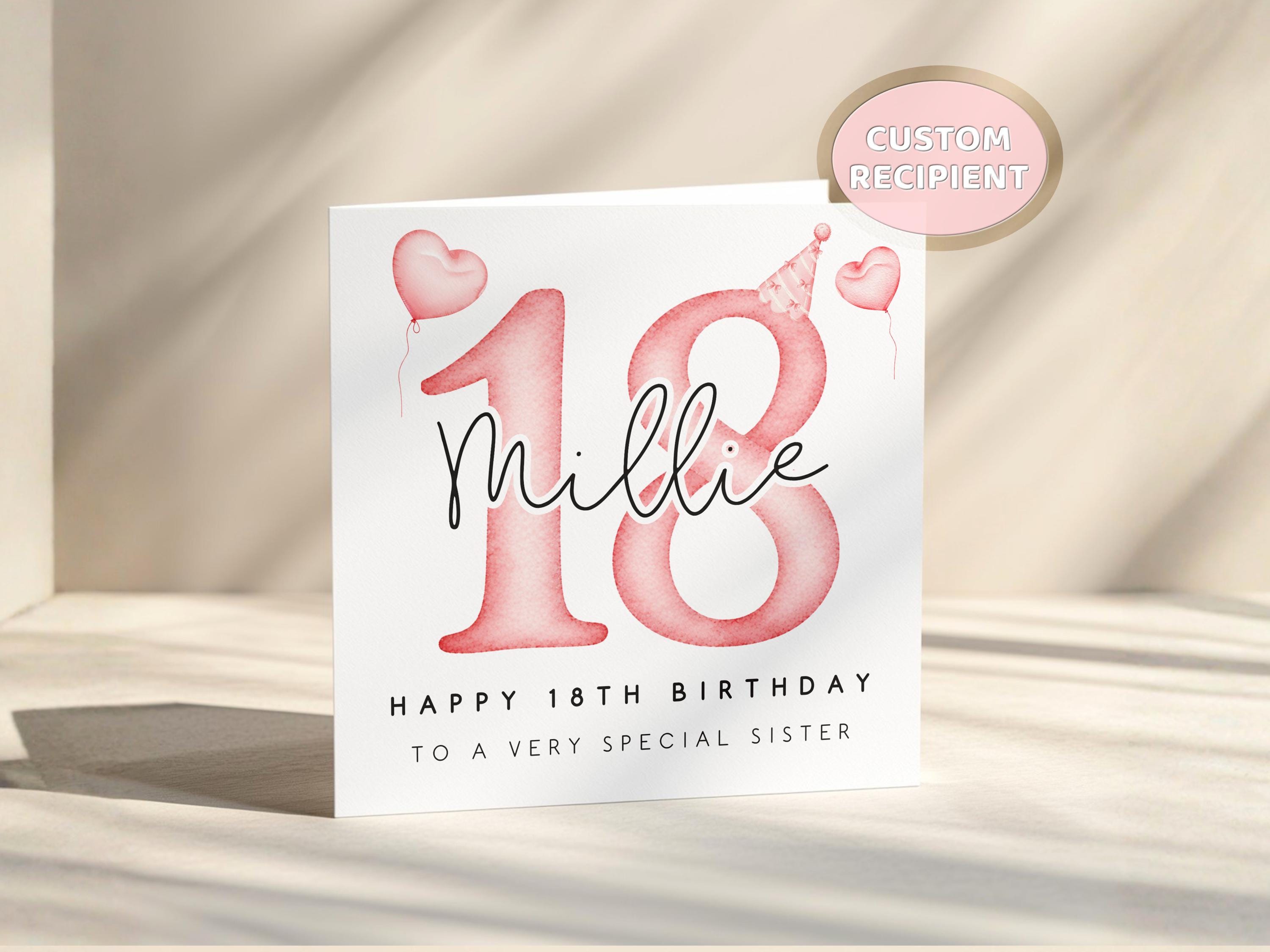 Personalised 18th Birthday Card For Her, Daughters Eighteenth Birthday,  Granddaughter 18, Custom Name