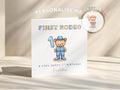 First Rodeo Personalised 1st Birthday Card For Baby Boy And Girl Cowgirl, Cowboy Teddy