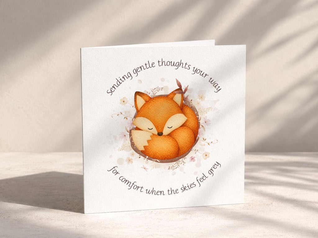 Fox Sympathy Card for Loss, Thinking of You, Woodland Condolence