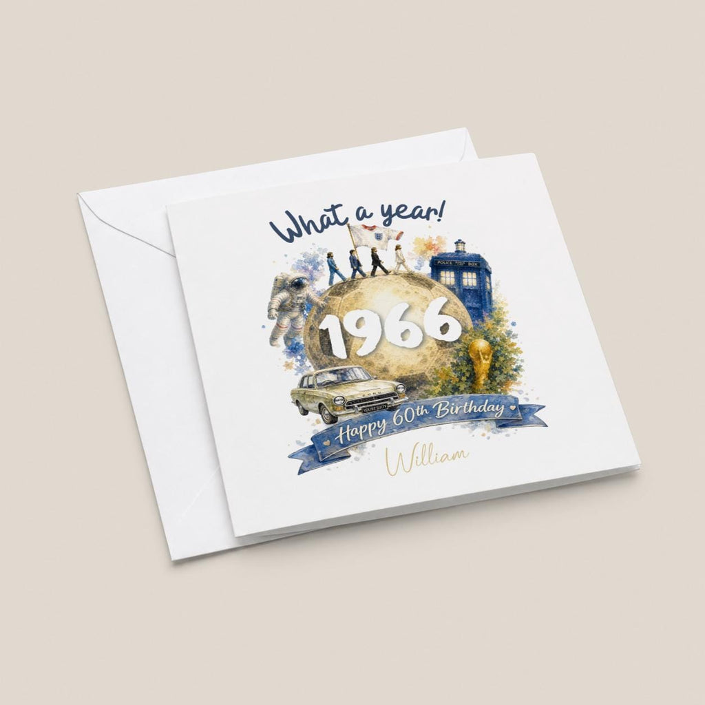 60th Birthday Card for Him, Personalised for Dad Grandad Husband, Born in 1966