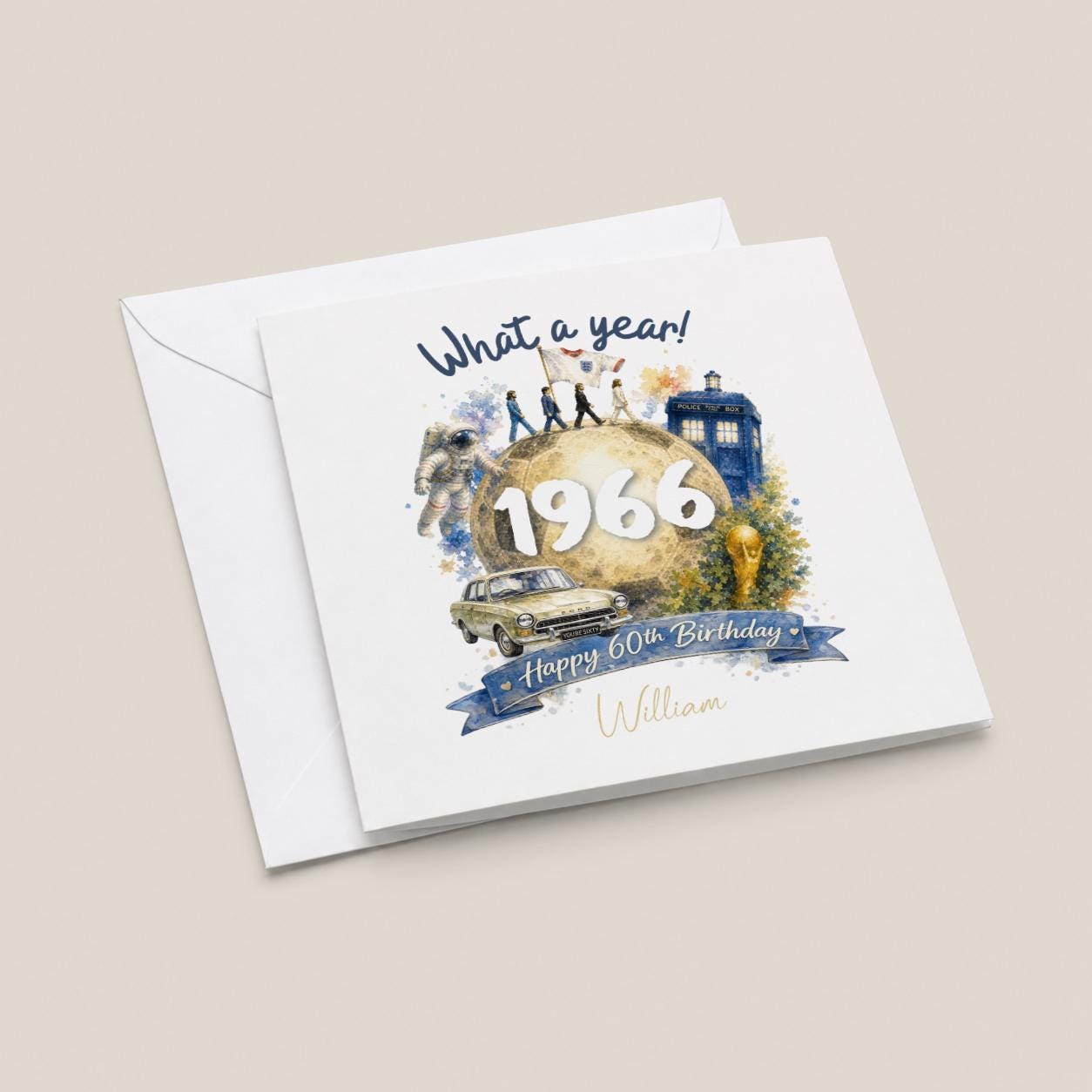 60th Birthday Card for Him, Personalised for Dad Grandad Husband, Born in 1966