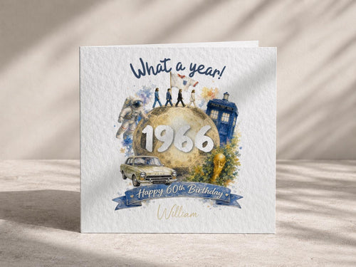 60th Birthday Card for Him, Personalised for Dad Grandad Husband, Born in 1966
