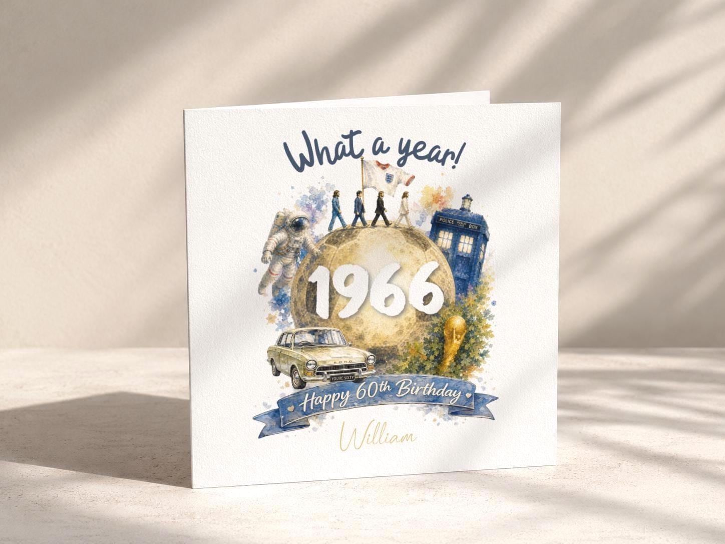 60th Birthday Card for Him, Personalised for Dad Grandad Husband, Born in 1966