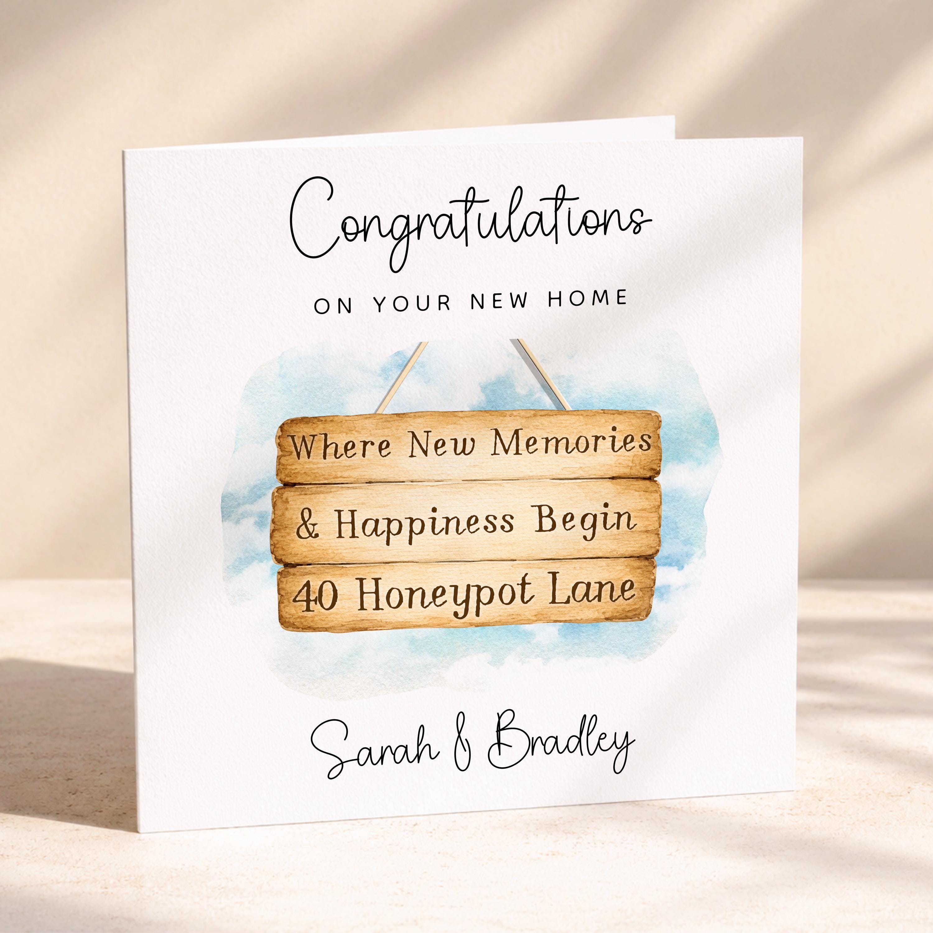 Personalised New Home Card with Custom Address and Names for a Couple