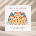 Personalised Family Christmas Card with Named Gingerbread Children and Custom Recipient Wording