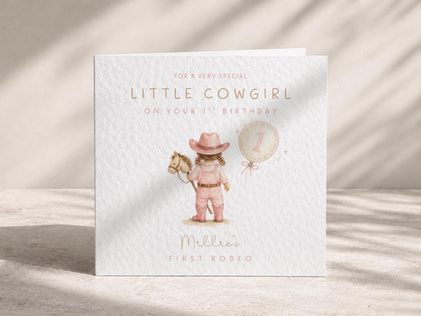 1st Birthday Card Personalised First Rodeo For Baby Boy or Baby Girl, Son, Daughter