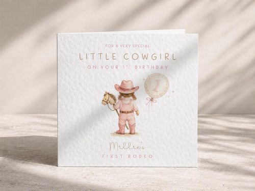 1st Birthday Card Personalised First Rodeo For Baby Boy or Baby Girl, Son, Daughter