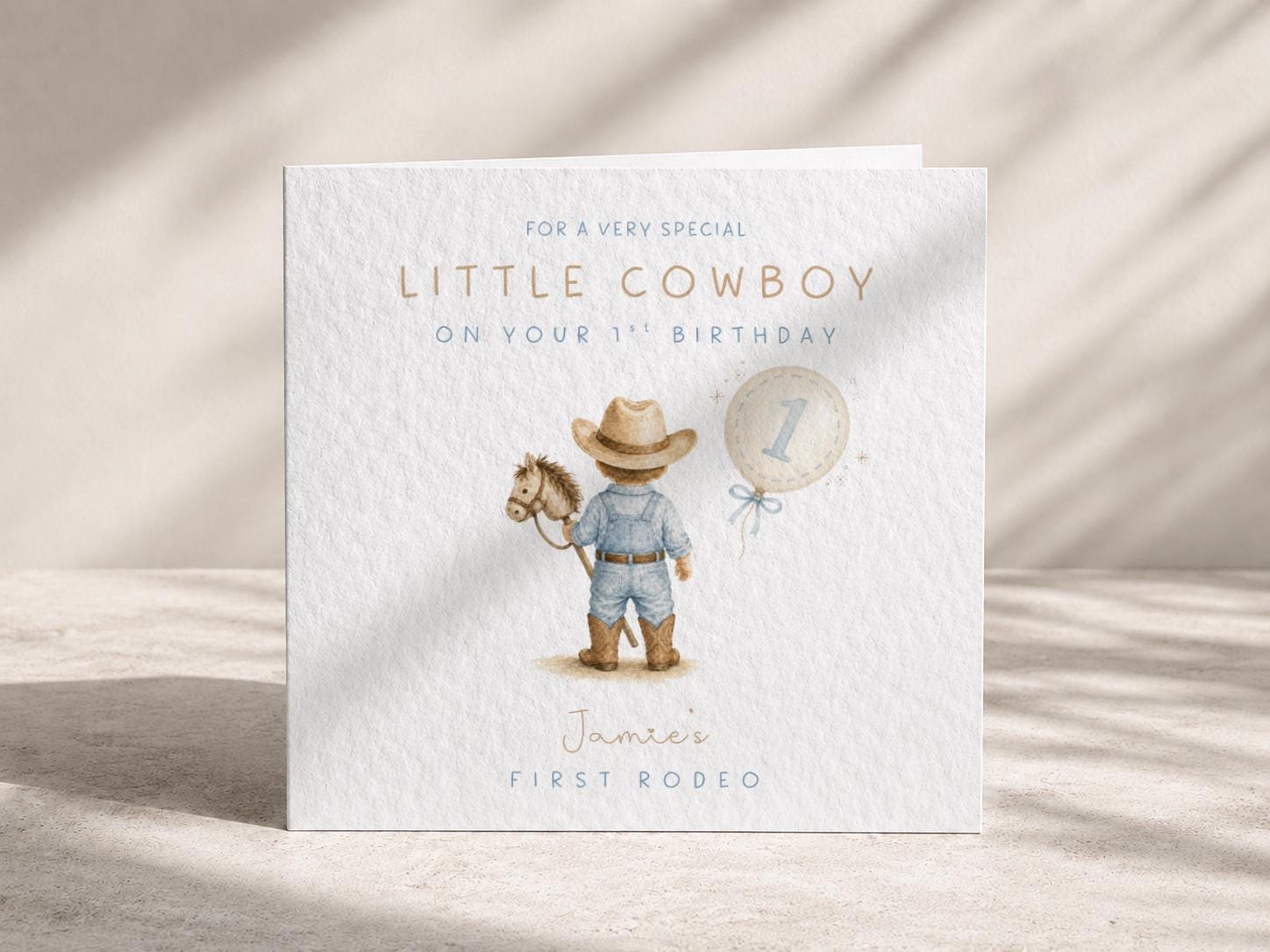 1st Birthday Card Personalised First Rodeo For Baby Boy or Baby Girl, Son, Daughter