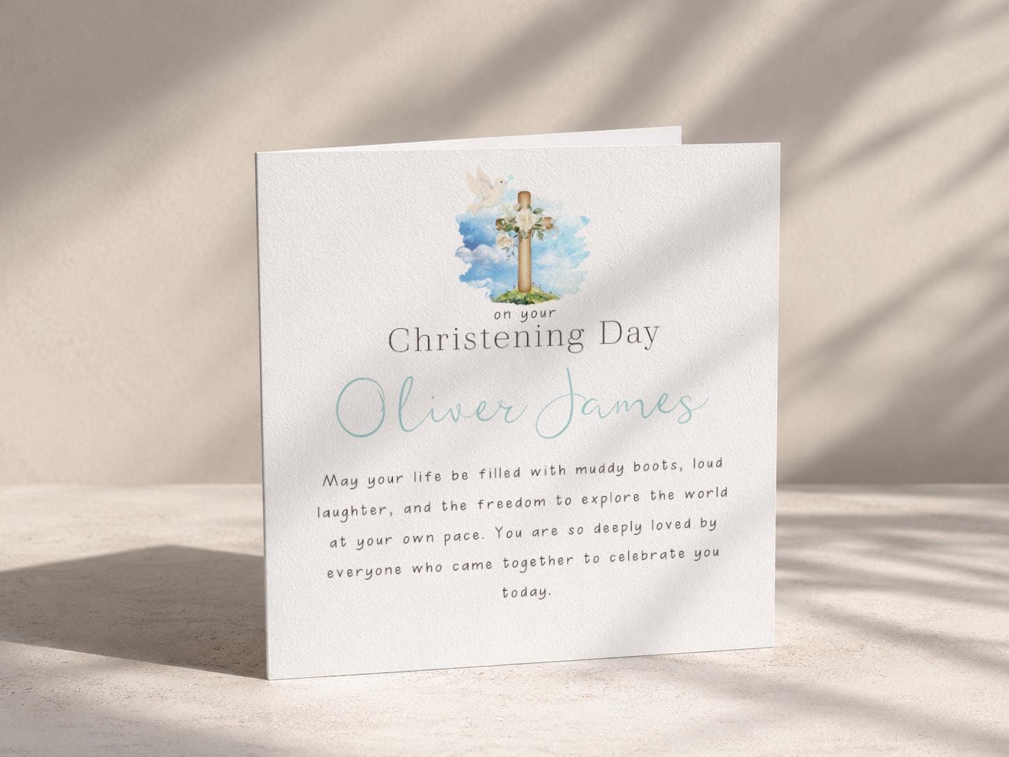 On Your Christening Day Card Personalised Name for Girl or Boy, Pink & Blue