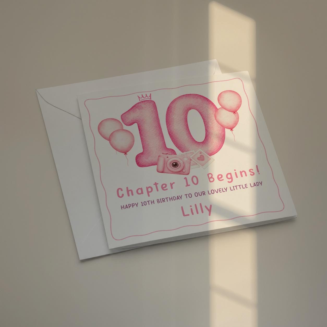 Personalised 10th Birthday Card for Girl, Daughter Turning Ten, Chapter 10