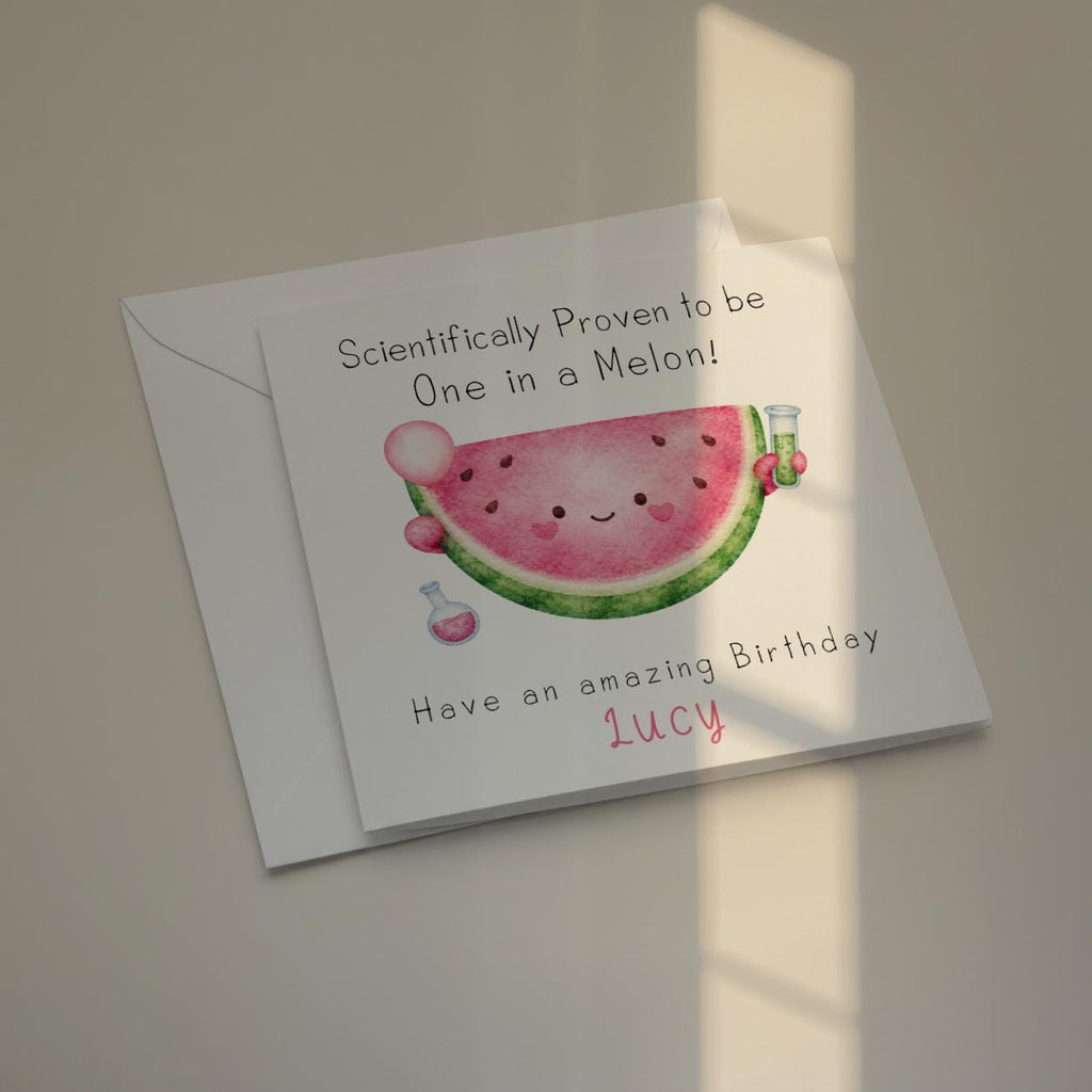 Personalised Watermelon Birthday Card, One In A Melon Pun for Any Age, Custom Name