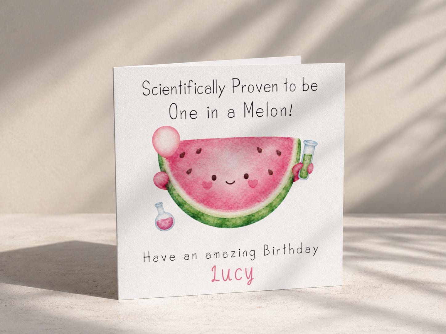 Personalised Watermelon Birthday Card, One In A Melon Pun for Any Age, Custom Name