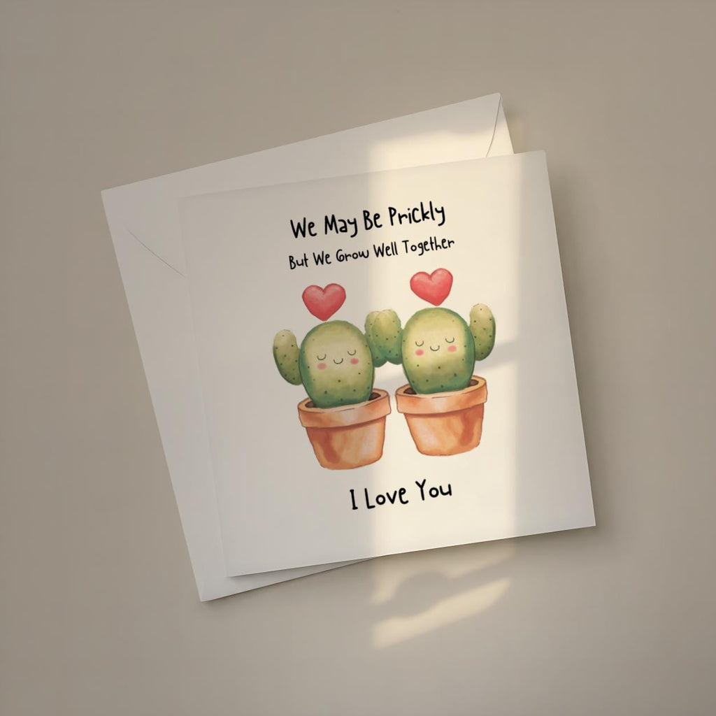 Cactus plant pun love card for anniversary Valentine’s Day or just because