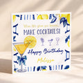 Personalised lemon cocktail birthday card for her with custom name, image 1