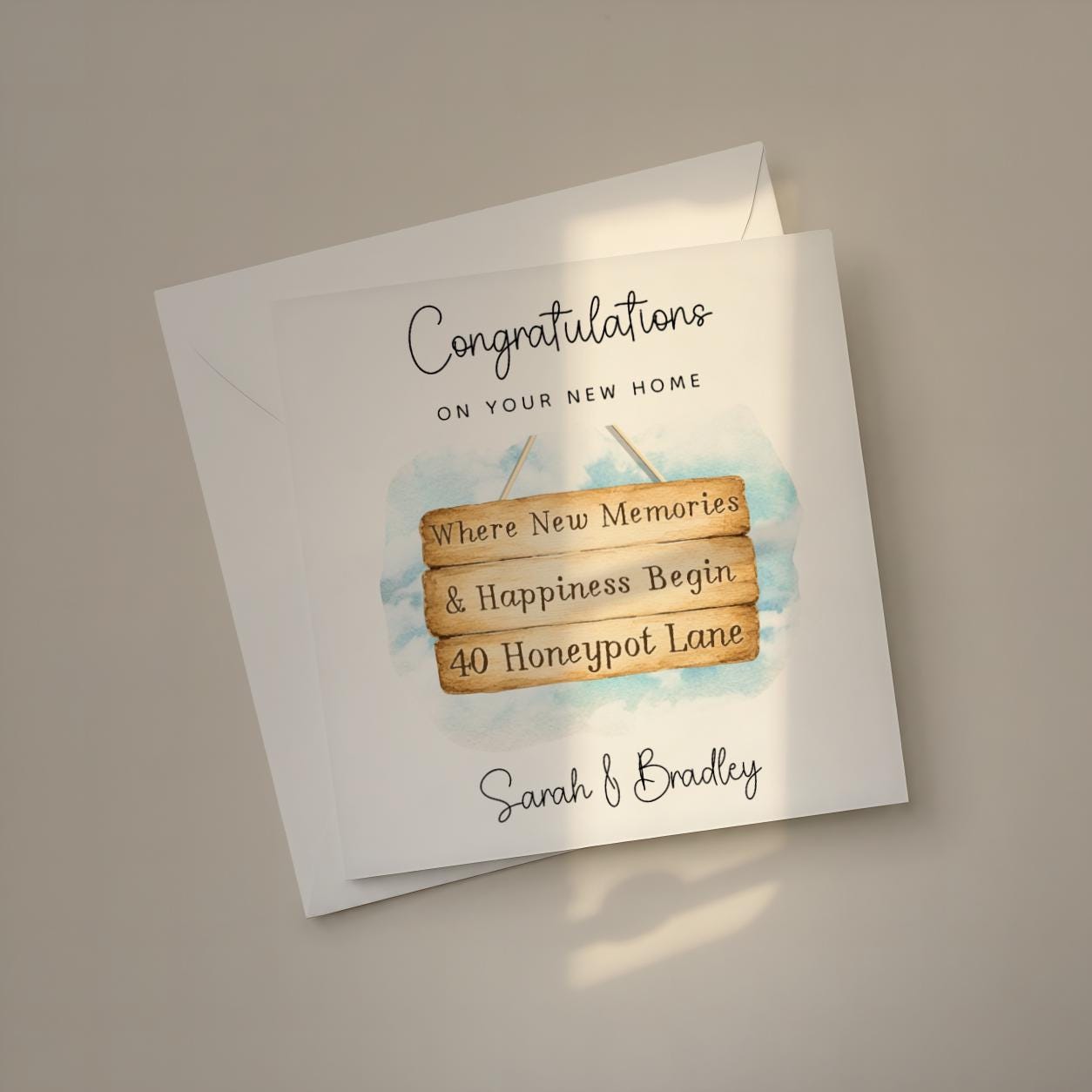 Personalised New Home Card with Custom Address and Names for a Couple