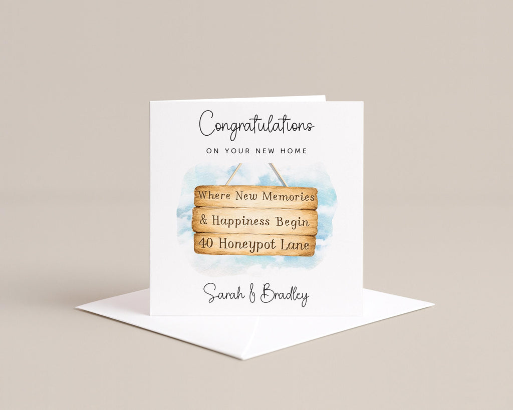 Personalised New Home Card with Custom Address and Names for a Couple