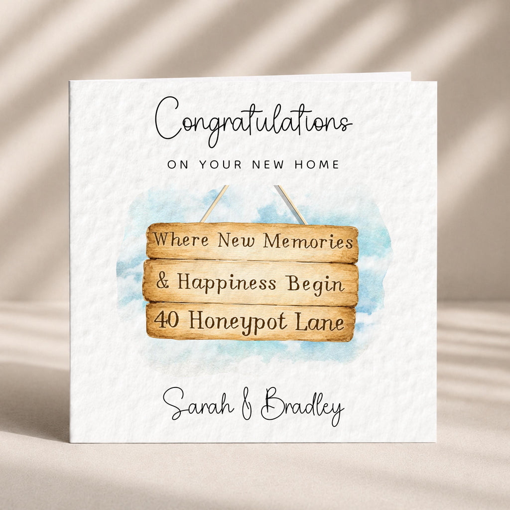 Personalised New Home Card with Custom Address and Names for a Couple