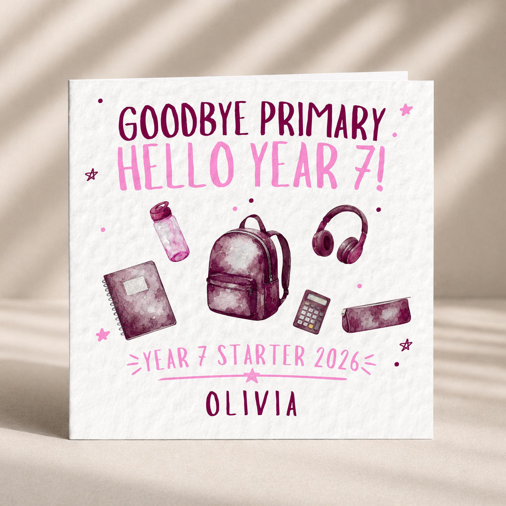 Secondary school keepsake card for a child leaving primary school