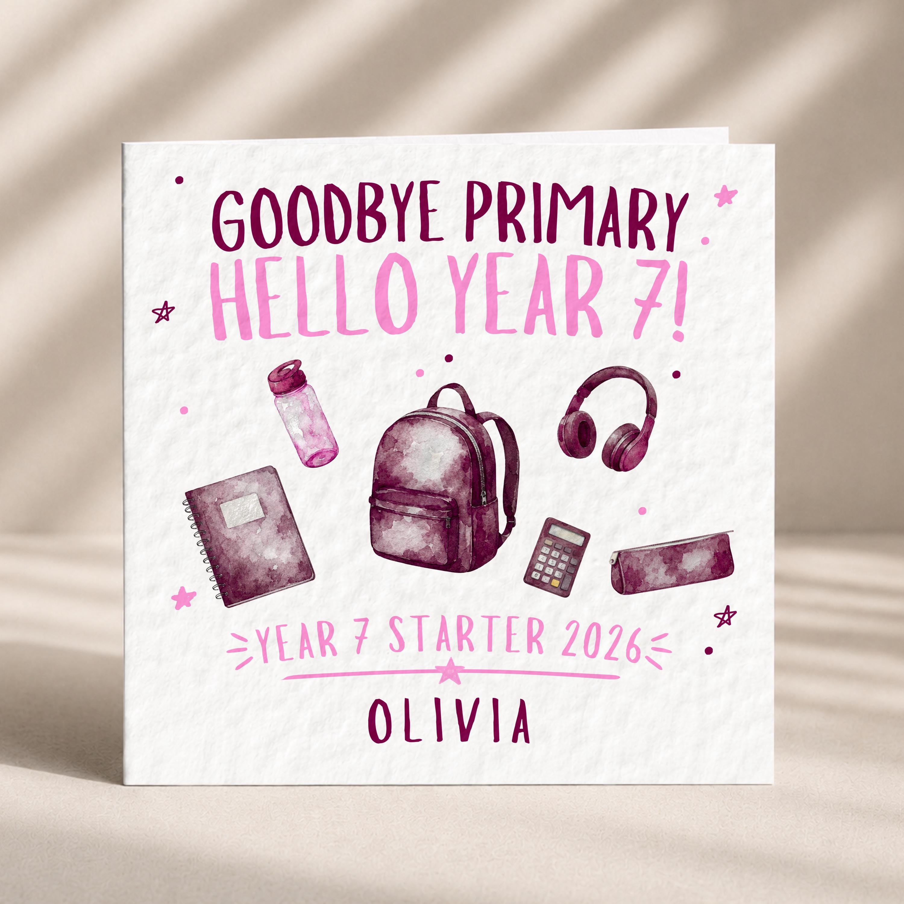 Secondary school keepsake card for a child leaving primary school