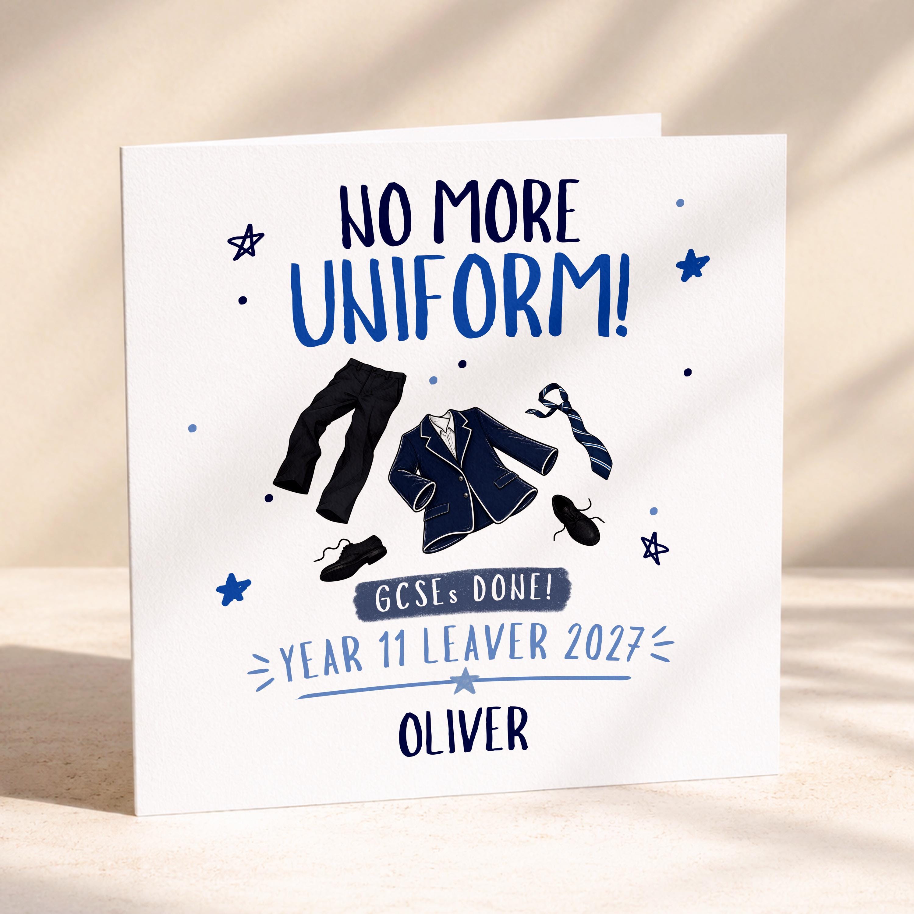 School Leaver Card Smooth Matte And Hammered Card Finish Options
