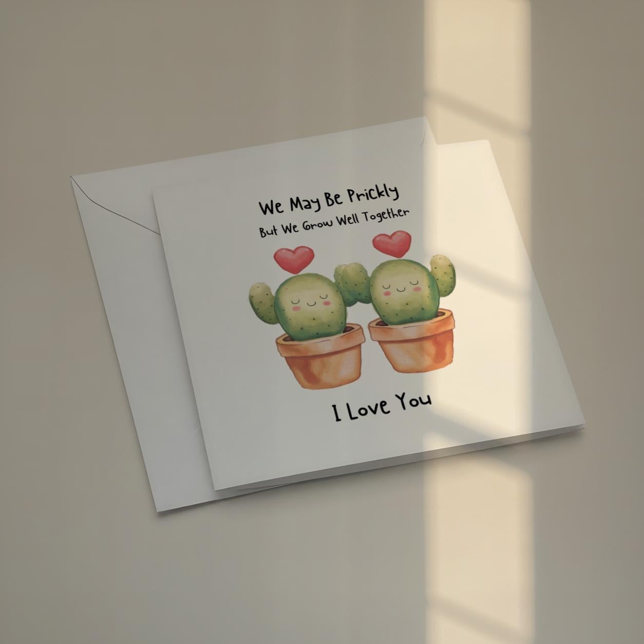 Cactus card showing smooth matte and hammered card stock choices
