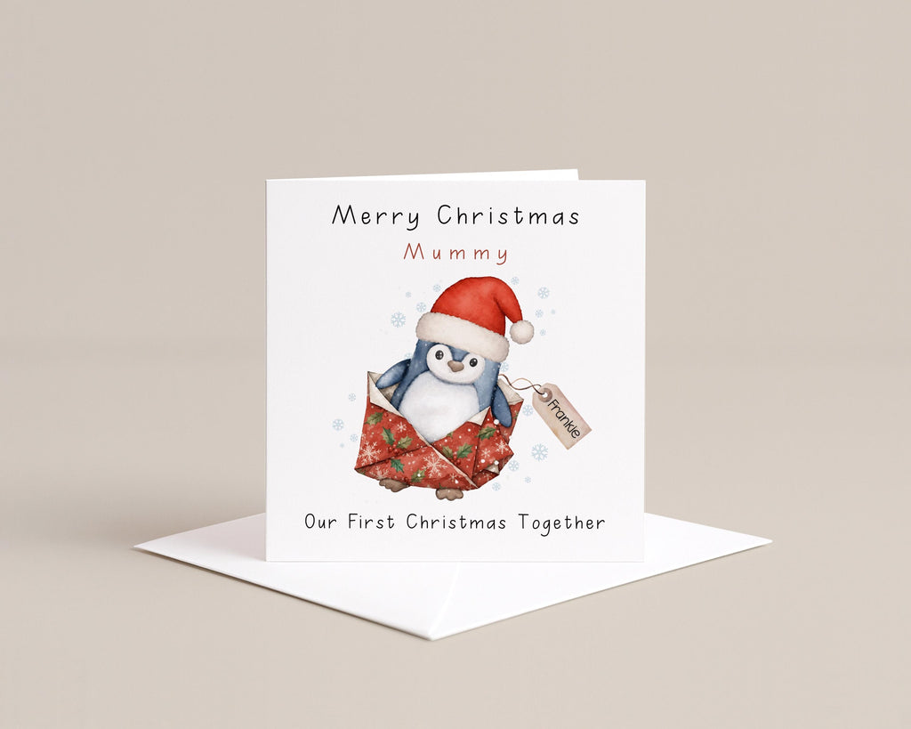 First Christmas together card showing personalised gift tag detail