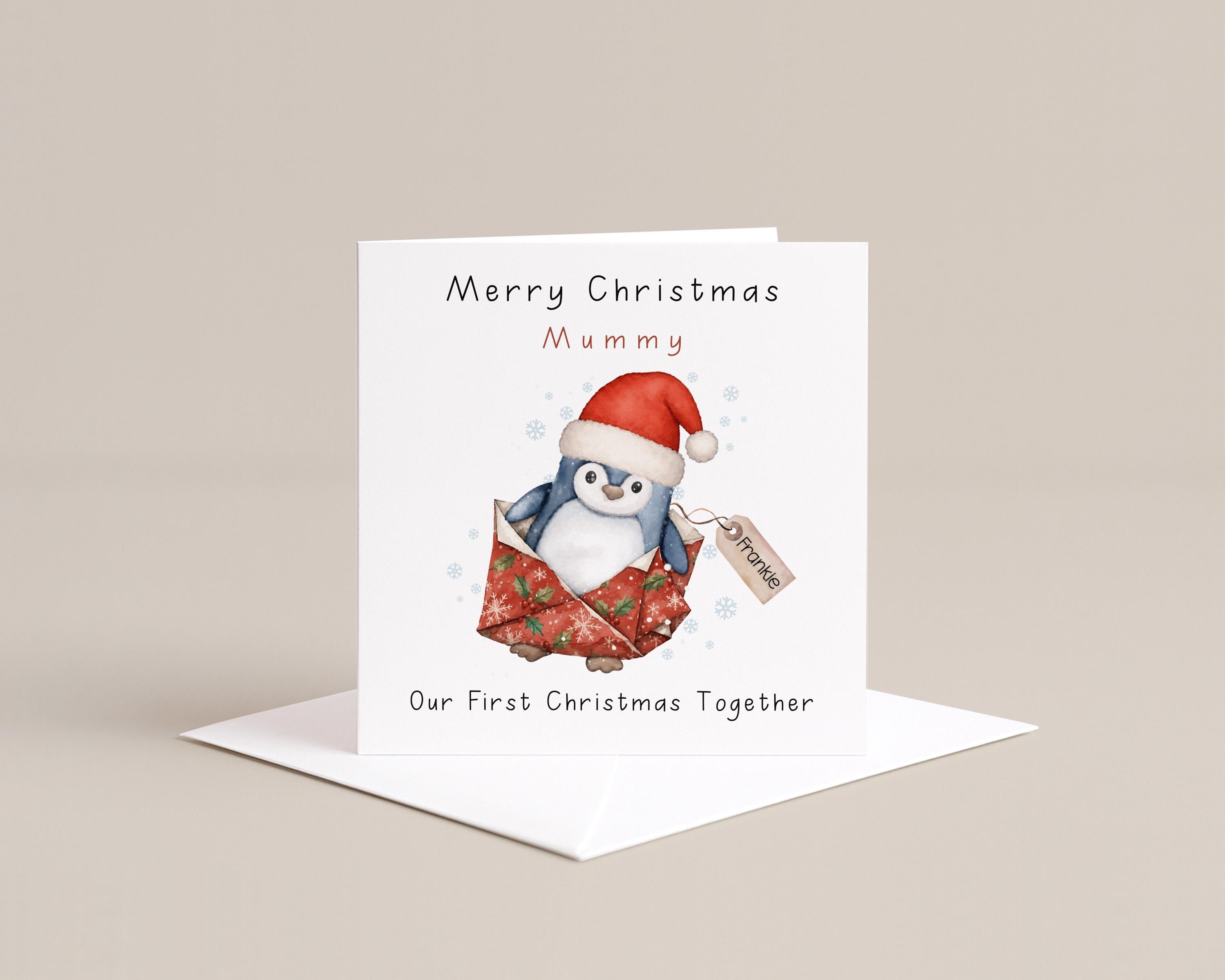 First Christmas together card showing personalised gift tag detail