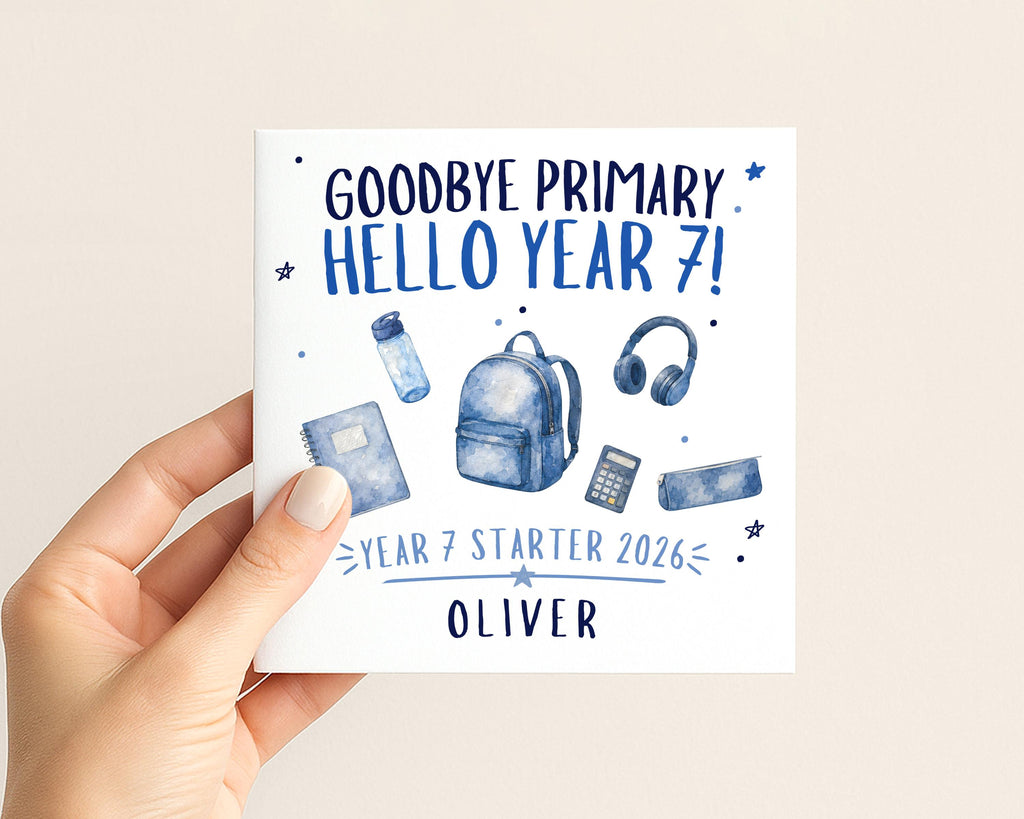 First day of secondary school card for a child starting Year 7